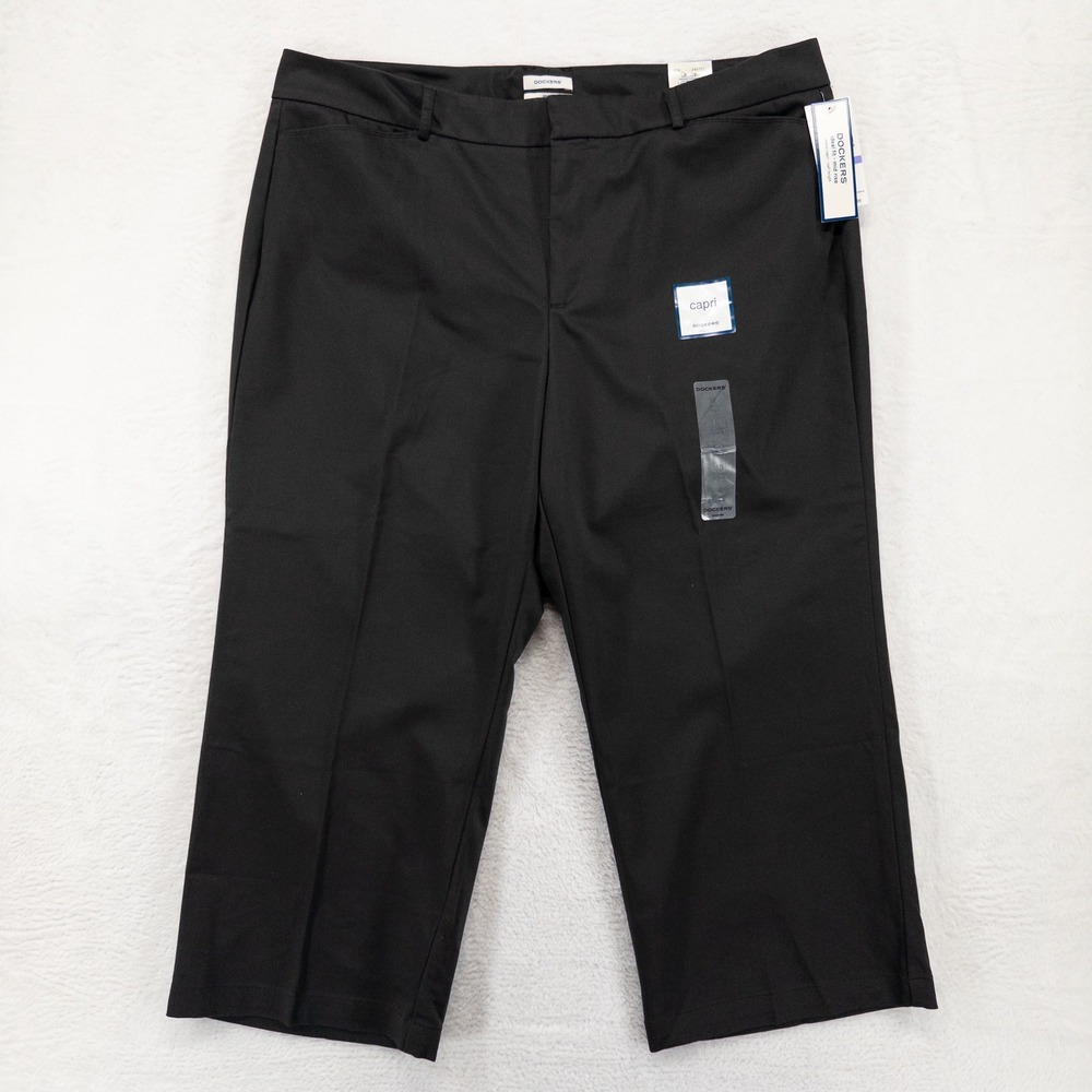 Dockers Womens Metro Capri Pants Size 18 Charcoal Ideal Fit Mid Rise Stretch New